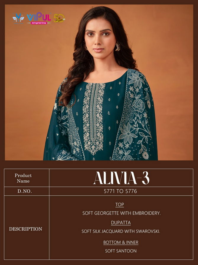 Alivia 3 By Vipul Embroidered Soft Georgette Salwar Kameez Wholesale Price In Surat
